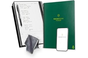 Rocketbook Fusion Smart Reusable Notebook - Calendar, To-Do Lists, and Note Template Pages with 1 Pilot Frixion Pen & 1 Microfiber Cloth Included - Terrestrial Green Cover, Letter Size (8.5" x 11")