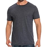 ACUSHLA 100% Merino Wool T-Shirt Mens - Short Sleeve Undershirt Lightweight Thermal Base Layer Crew Neck Tank Tops S-XXL