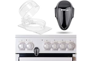 YOUR DAY MATE Stove Knob Covers with Oven Door Child Safety Lock, 7 pcs, for Knobs with max. Ø 1.9", 1.57" Height, 2.4" Knob Distance Center-Center, Childproof Oven Door and Stove Knob Lock Set, Oven Baby Guard