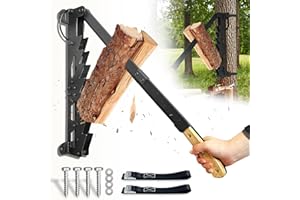 VDSFAND 3-in-1 Wall Mounted Kindling Splitter for Wood Portable Metal Manual Fire Wood Kindling Splitter Hand Sturdy Firewood Cutter Heavy Duty Firewood Log Splitter Crackers Wedge for Indoor or Outdoor
