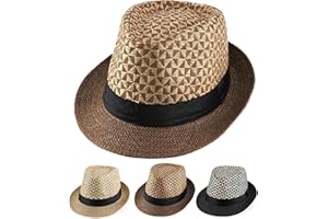 Initlove Straw Fedora Hat for Men Short Brimmed Panama Hat Trilby Hat