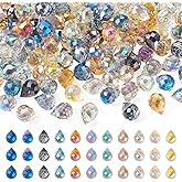 Cheriswelry 110Pcs Crystal Faceted Teardrop Charms Electroplated Glass Dangle Pendants Crystal Earring Charms 11x8mm 11 Colors for Bracelet Necklace Keychain Jewelry Making Supplies