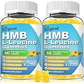 Sijigood HMB and L-Leucine Gummies, Leucine Supplements with Vitamin D3, HMB Supplements for Men & Women, Sugar Free, Vegan, Pineapple Flavor, 120 Count