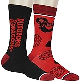 Bioworld Dungeons and Dragons Socks Men's 2 Pack Dice And Dragon Design Crew Sock
