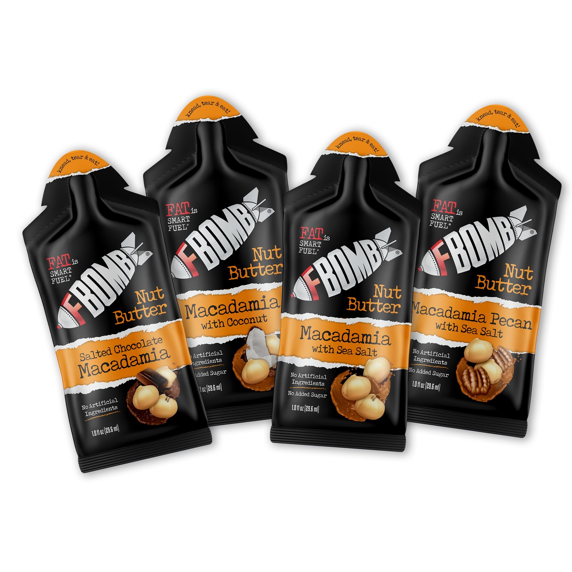 FBOMB Macadamia Nut Butter Packets Keto Fat Bombs Low Carb, Paleo