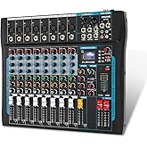SIKUING 8 Channel Audio Mixer Sound Board Mixer 16 DSP Effect Audio Interfacer w/USB Drive for Computer Recording, 48V Power, XLR Microphone Jack DJ Mixer for Karaoke Studio Streaming Recording