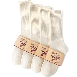 Jeasona 95% Women Cotton Scrunch Slouch Crew Socks Cotton 4 Pairs Size 6-9