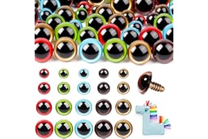 MUCUNNIA 160pcs Safety Eyes for Amigurumi with Washers 10/12/16/18mm Colorful Plastic Safety Eyes for Crochet Craft Safety Ey