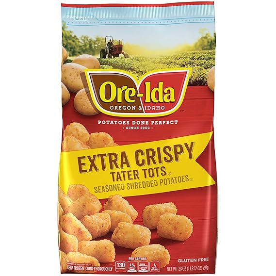 OreIda Extra Crispy Frozen Tater Tots (28 oz Bag) Grocery