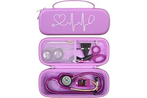 BOVKE Stethoscope Case for 3M Littmann Classic III, Lightweight II S.E, MDF Acoustica Deluxe Stethoscopes, Mesh Pocket for Medical Supplies for Nurses, Lavender