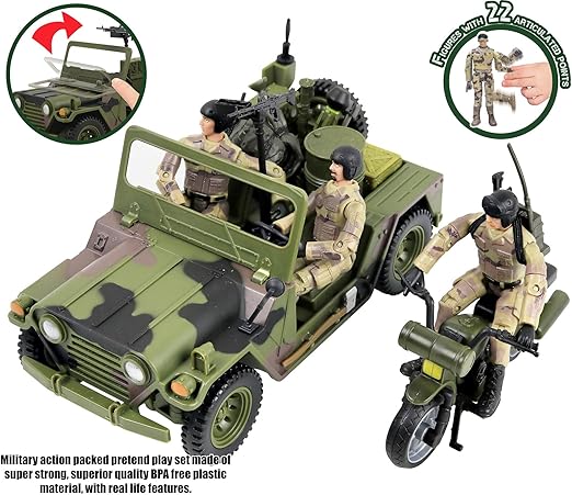 Click N Play Military Expeditionary Logistics Engineering Unit 29 Piece Play Set With Accessories Click N Play Cnp1341 Play Vehicles
