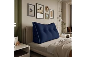 BNCKTRD Triangle Reading Pillow XXLTwin Size XXL Wedge Headboard Extra Large Back Support Pillow for Sitting up in Bed Daybed Bolster Backrest Cushion Velvet Deep Blue