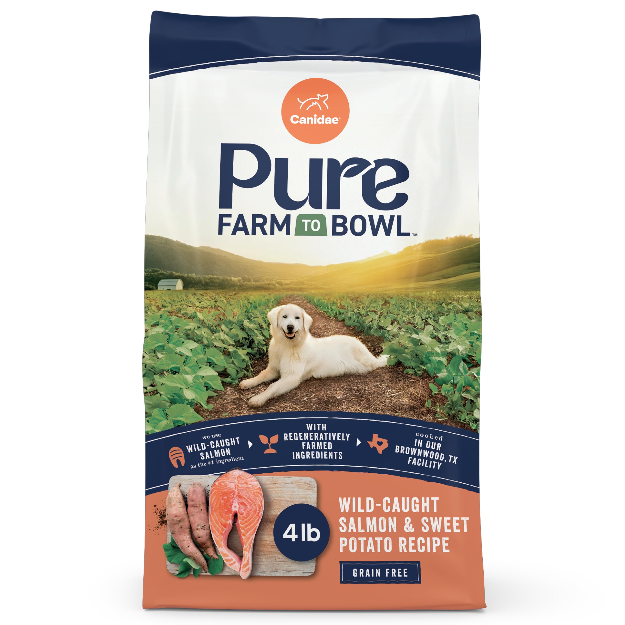 Photo 1 of Canidae Pure Farm to Bowl, Grain-Free, Wild-Caught Salmon & Sweet Potato Dog Food, Adult 4lb