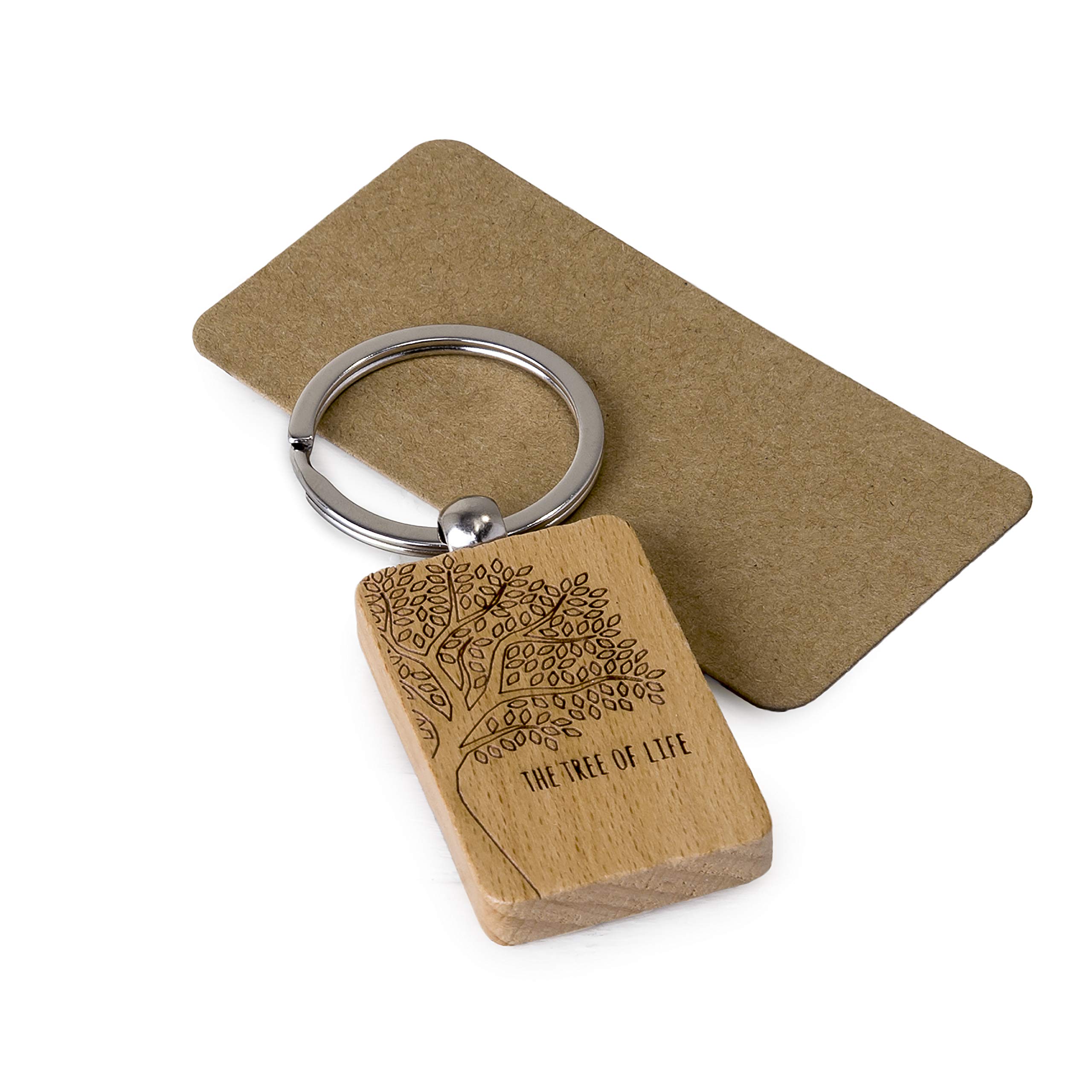 Mopec The tree of life wooden keyring, brown, 9 x 3.2 cm