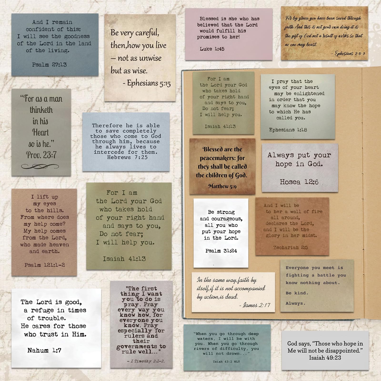 120 Pieces Retro Bible Verse Stickers (2 Pieces of Each), Inspirational Christian Vintage Journaling Stickers Typewriter Font Quotes Bible Study Supplies for Water Bottle Laptop Scrapbooking Decals