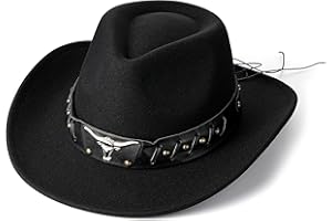 Btilasif Black Cowboy Hat for Men and Women Felt Wide Brim Mens Cowboy Fedora Hat Christmas Cowgirl Hats Gifts