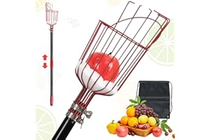 SURPRIZO Fruit Picker Pole with Basket - Adjustable Fruits Picker Too for Mango Apple Avocado Orange Cherry Pear Picking, Lightweight Sturdy Fruits Catcher with Extra Carrying Bag