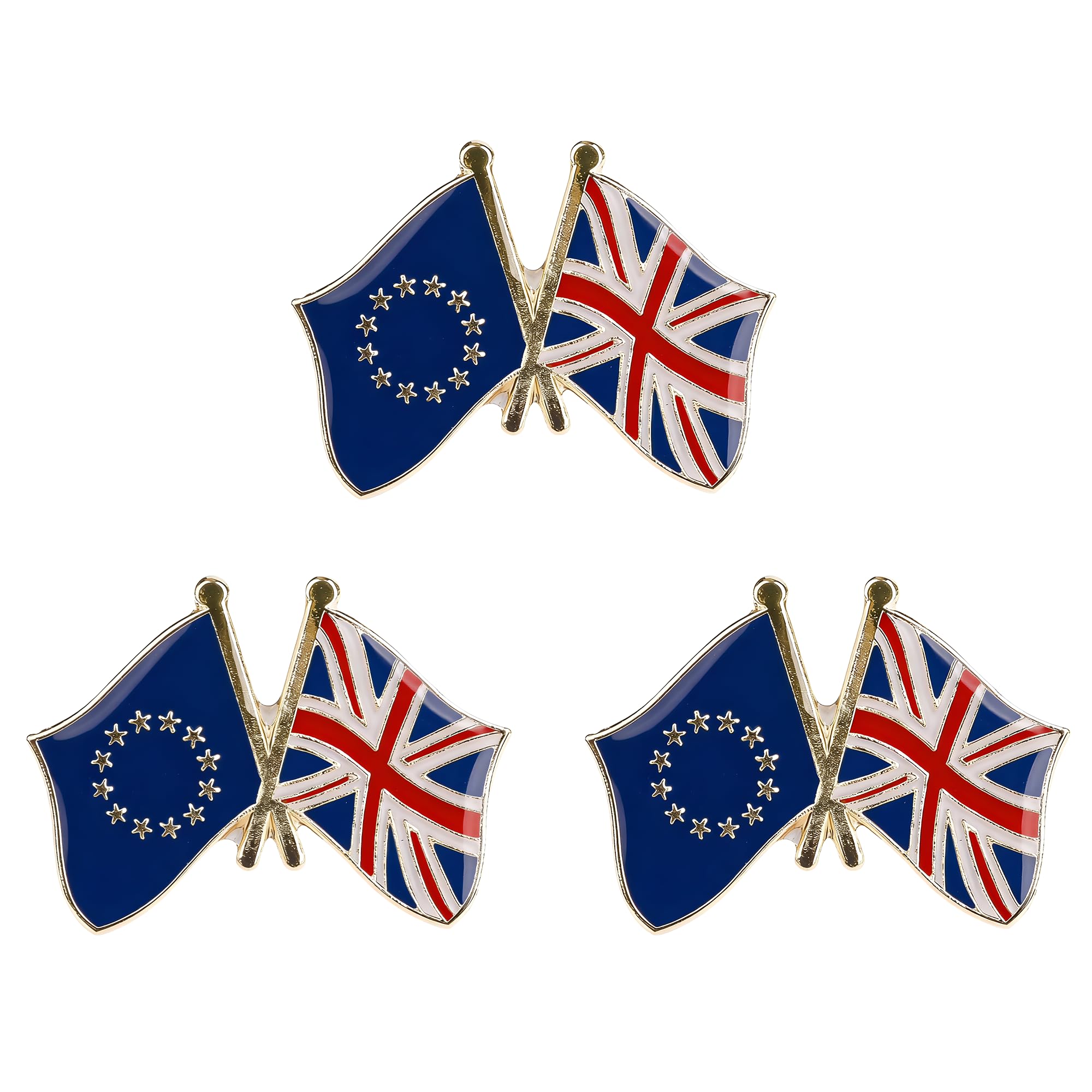 EU and UK Crossed Flags Enamel Metal Lapel Pin Badge – European Union and United Kingdom Friendship Souvenir – Patriotic Collectible Gift for Jacket, Hat, or Bag – 2.5cm x 1.9cm