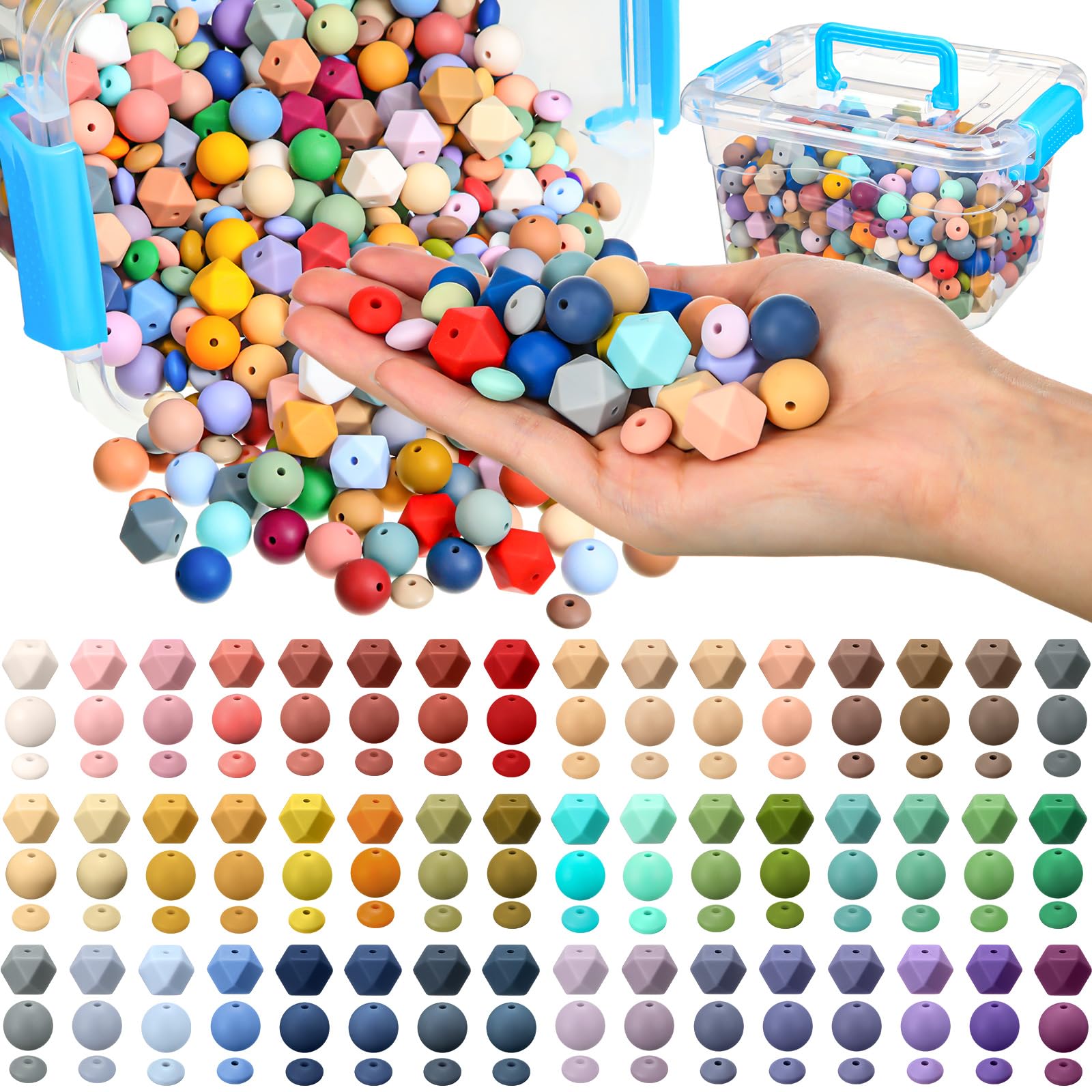 Photo 1 of Hotop 624 Pcs Silicone Beads for Keychain Making, 12 mm 14 mm 15 mm Silicone Beads Bulk 48 Colors Loose Small for Bracelets Necklaces Jewelry Making DIY Crafts(Morandi Color)