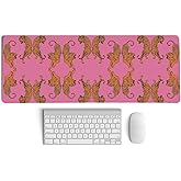 PaJiaNi Pink Tiger Decor Desk Mat, Large Girly Cheetah Mouse Pad, Leopard Print Desk Mat for Girls Dorm Home Office Decor, Tiger Mouse Pad Desktop Decor,31.5x11.8
