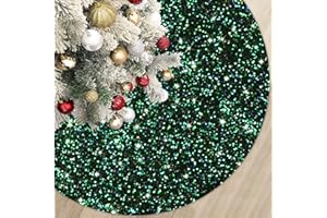 MODFUNS Green Christmas Tree Skirt Black Sparkly Tree Skirt 36 Inch Sequin Velvet Tree Skirts for Artificial Trees Glitter Xmas Tree Skirt Vintage Xmas Tree Collar for Christmas Home Supplies