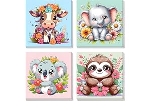 MOGTAA 4 Pack Animal Paint by Numbers Adult Kit with Frame, DIY Adult Painting by Number Kits on Canvas, Easy Oil Painting Ar