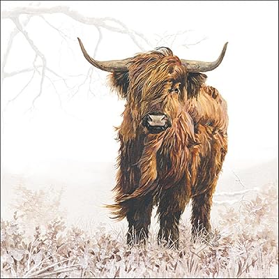 Ambiente Highland Cow Paper Napkins 33x33 cm, Party Decor, Decoupage