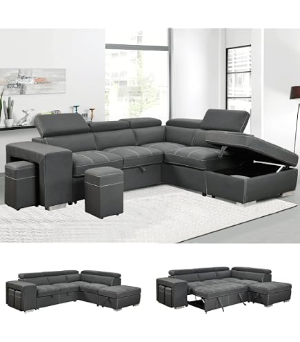 U Shaped Sectional 112'' U-Shaped Sectional Sleeper Sofa With Pull Out ...