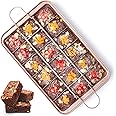 SUJUDE Brownie Pan with Dividers Nonstick Brownie Pans and Cutters, Make 18 Pre-cut Brownies at Once Perfect Individual Brownie Baking Pan All Edge