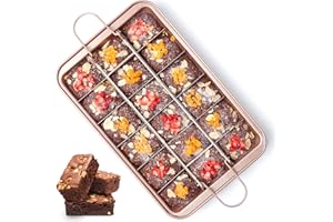 SUJUDE Brownie Pan with Dividers Nonstick Brownie Pans and Cutters, Make 18 Pre-cut Brownies at Once Perfect Individual Brownie Baking Pan All Edge