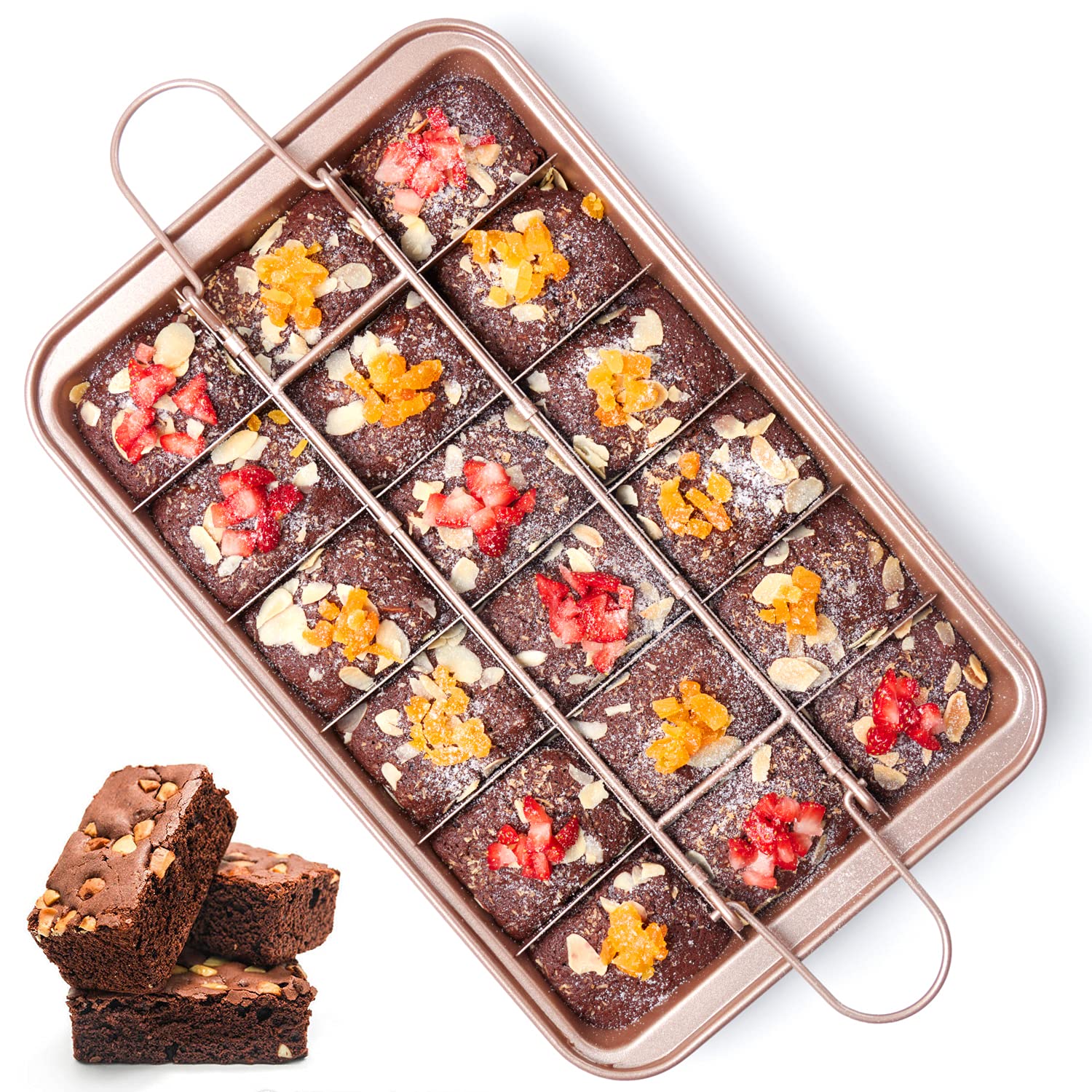 Photo 1 of SUJUDE Brownie Pan with Dividers Nonstick Brownie Pans and Cutters, Make 18 Pre-cut Brownies at Once Perfect Individual Brownie Baking Pan All Edge - 12 X 8 X 1.6 Inches