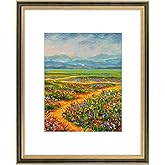 Golden State Art,16x20 Ornate Picture Frame with White Mat for 11x14 Photo or Display 16 x 20 Prints without Mat Color Black Gold (Plexiglass Front)