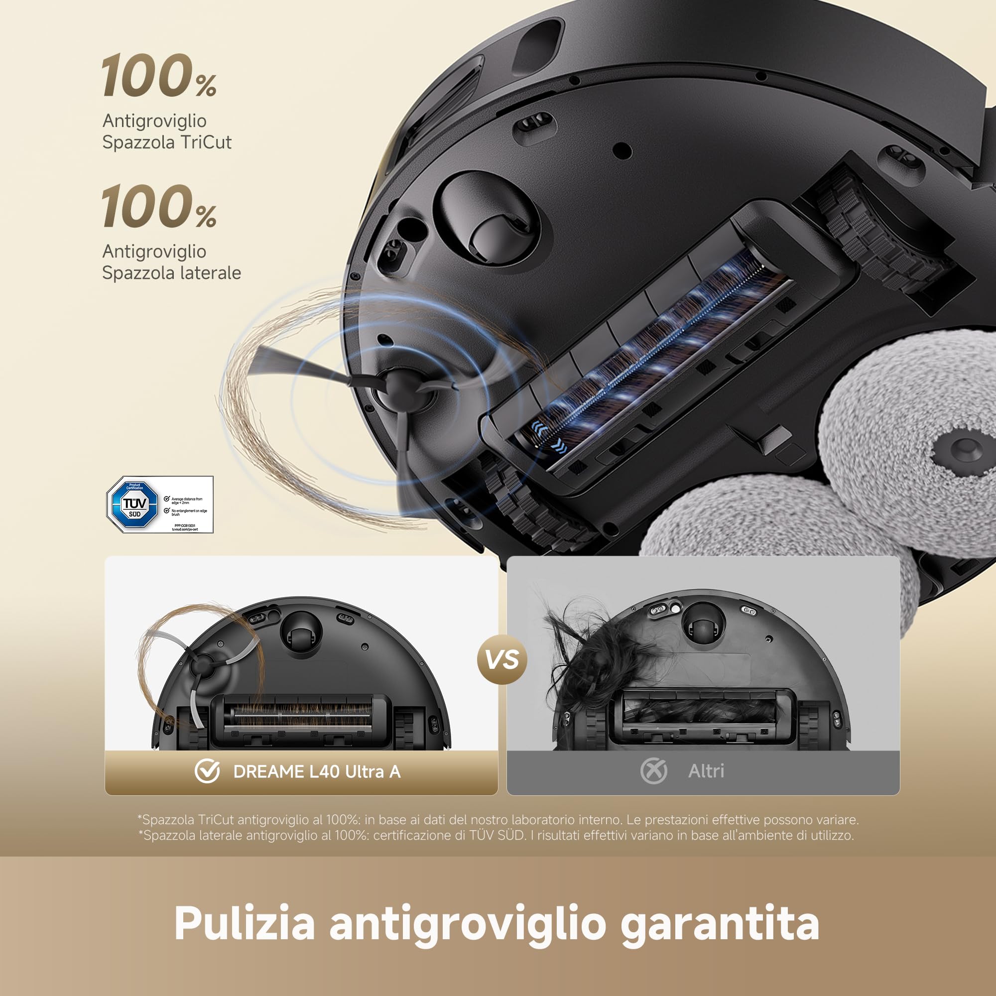 L40 Ultra A Robot Aspirapolvere Lavapavimenti, Aspirazione 24.000 Pa