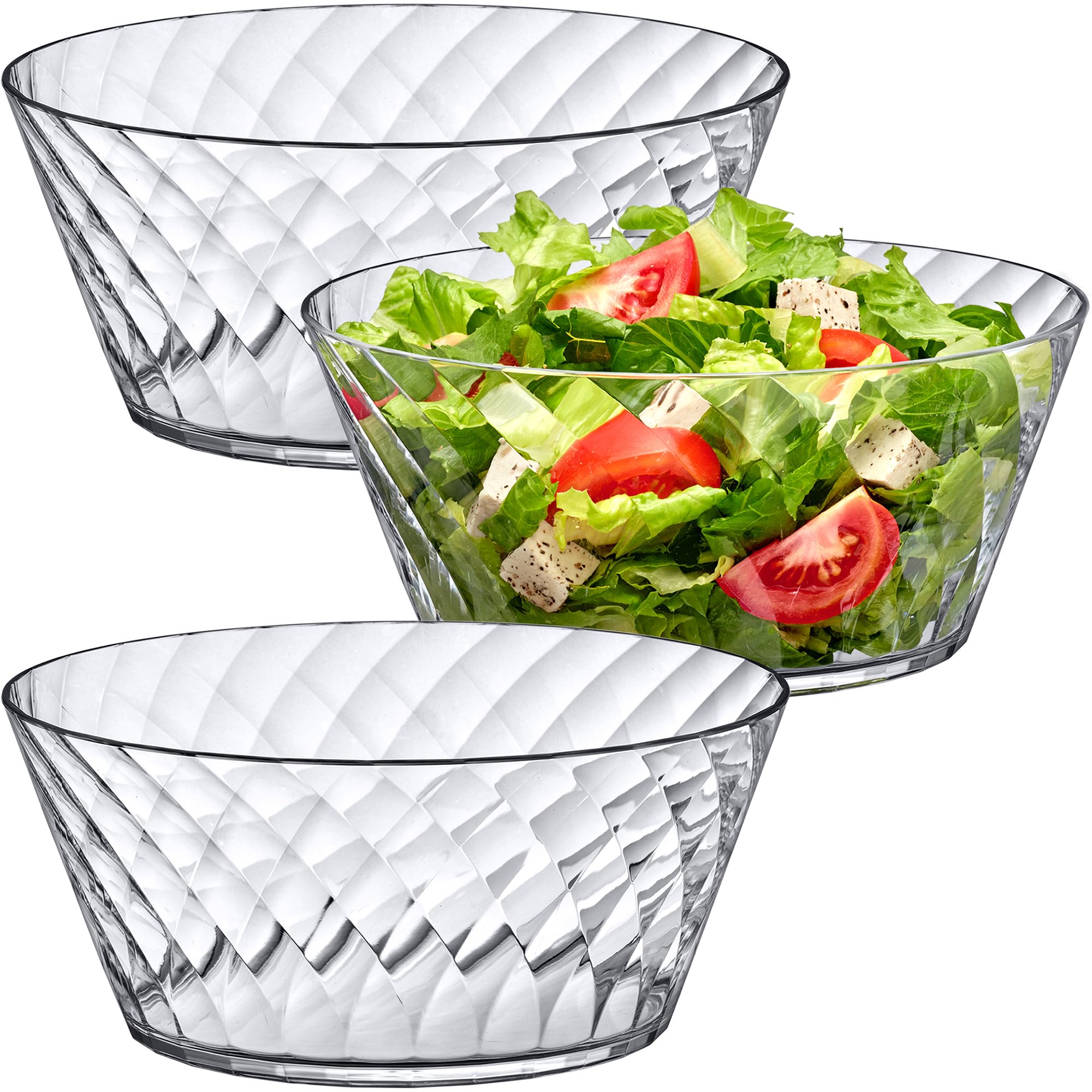 Photo 1 of Amazing Abby - Bonita - 130-Ounce Plastic Serving Bowls (Set of 3), 10-Inch Clear Salad Bowl Set, BPA-Free, Shatter-Proof, Dishwasher-Safe, Stackable, Great for Salad, Fruit, Cereal, Snack, and More
