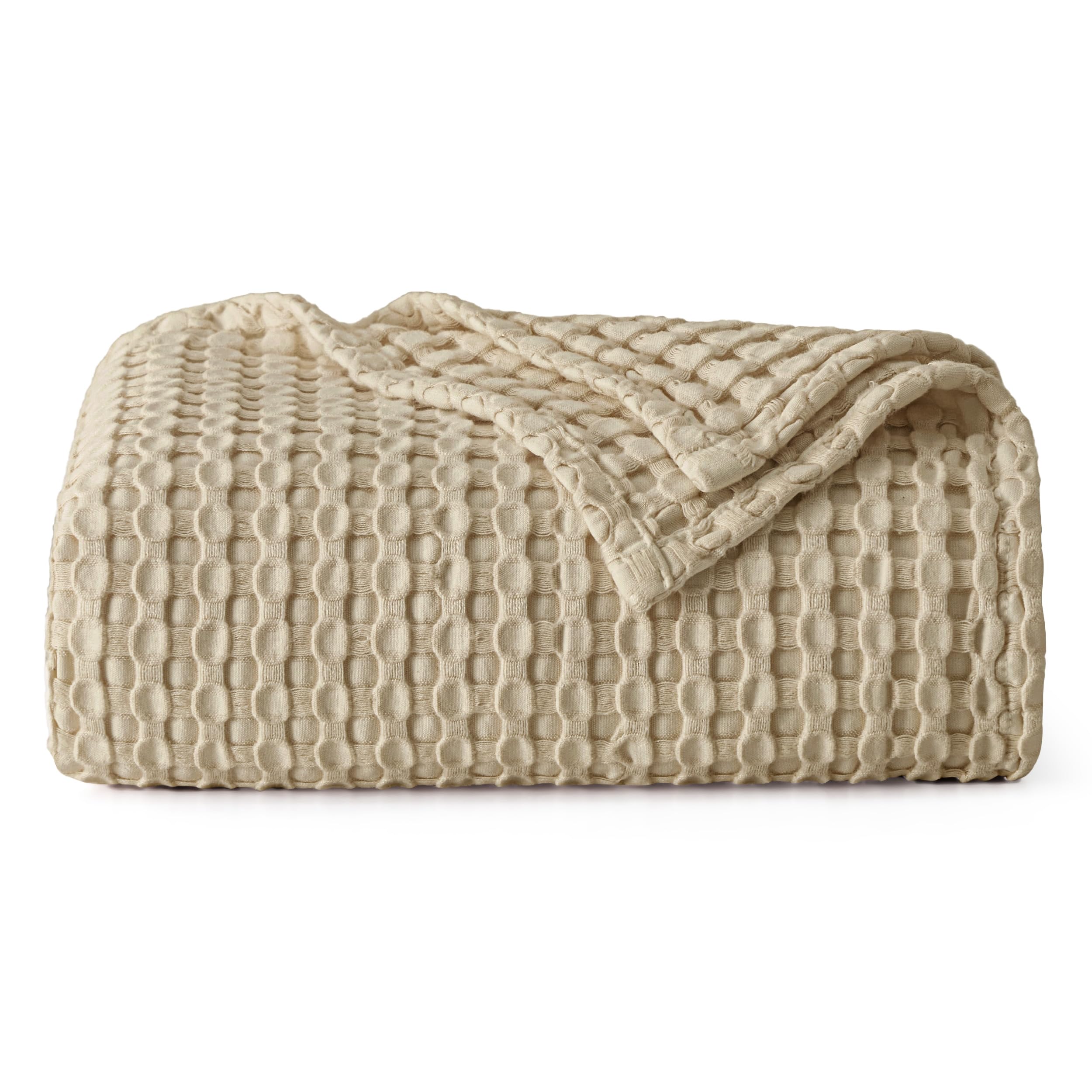 Photo 1 of Bedsure Cooling Cotton Waffle Twin XL Blanket - Lightweight Breathable Blanket of Rayon Derived from Bamboo for Hot Sleepers, Luxury Throws for Bed, Couch and Sofa, Light Brown, 66x90 Inches