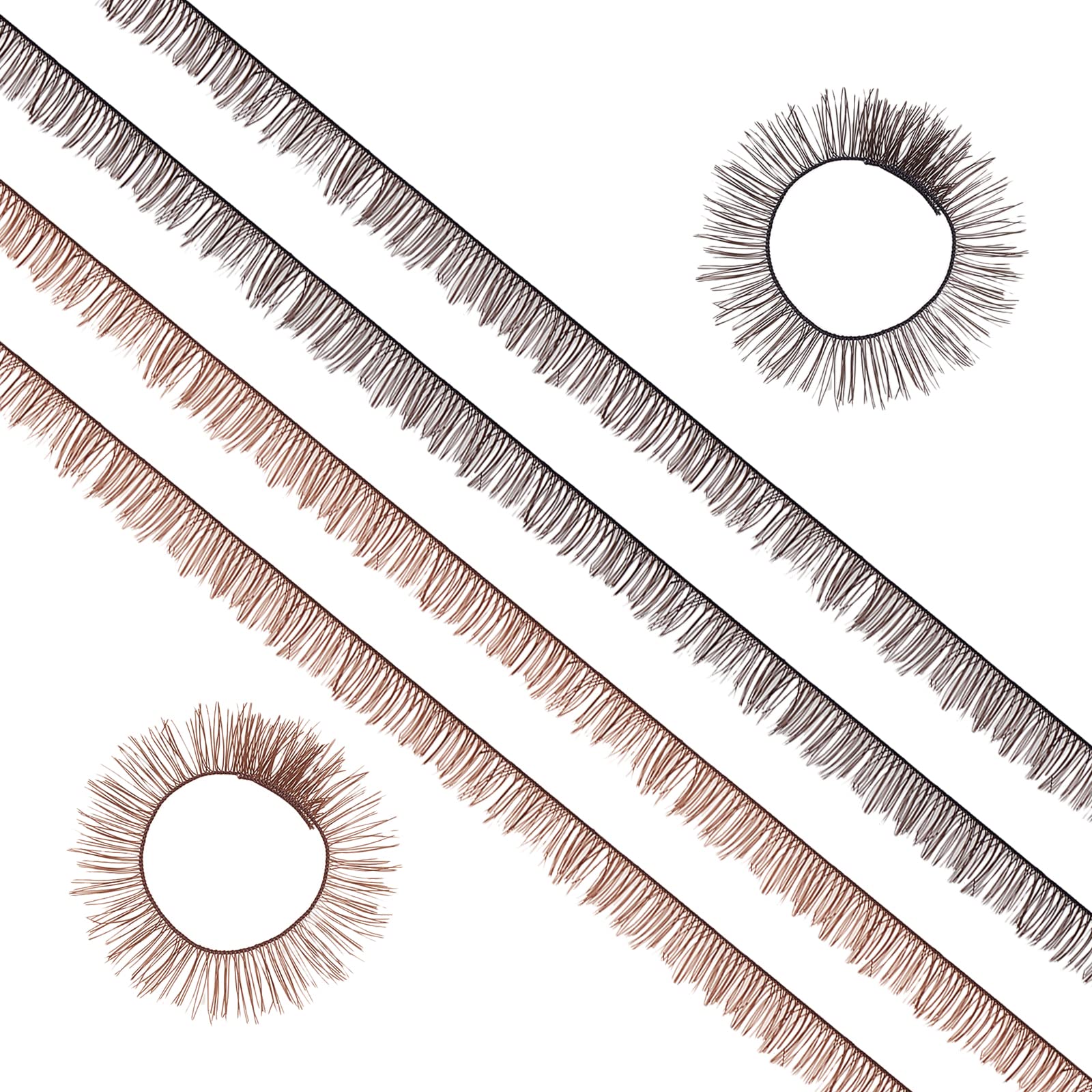GORGECRAFT 2 Colors 40 Strands Doll Eyelashes Strips Bottom Lashes Cosplay Dolls Eye Make Up Accessory Reusable 3D Fake Eyelashes for Crafts Doll Accessory