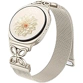 Getino Magnetic Metal Band Compatible with Galaxy Watch 8 / Watch 8 Classic Band, Milanese Floral Dressy Strap for Samsung Watch Bands Women 40mm 44mm 46mm - Starlight