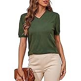 BERESIA Women's Spring Tops 2025 Fashion V Neck Knit Summer Casual Lightweight Pullover Sweater
