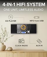 Grouptronics CD Player HiFi System Radio USB MP3 Clock Alarm Remote Wall Mount view 2