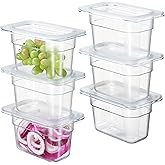 CURTA 6-Pack 1/9 Size 4" Deep NSF Polycarbonate Food Pans with Handled Lids | Dishwasher & Freezer Safe Clear Container for Prep Tables, Buffet, Salad Bar, Commercial Kitchen