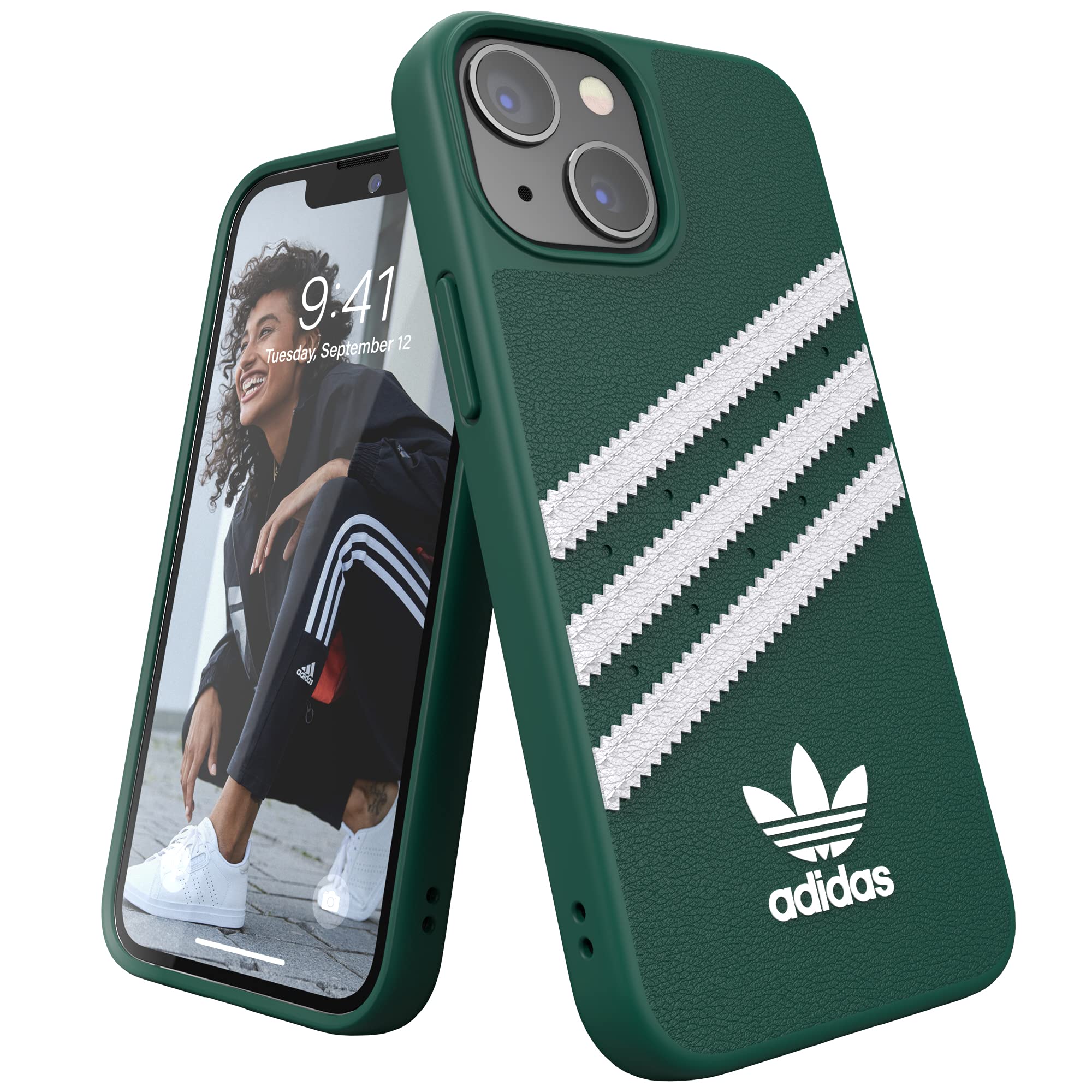 adidas Case Designed for iPhone 13 Mini 5.4, Drop Tested Cases, Shockproof Raised Edges, Original Protective Case, Collegiate Green