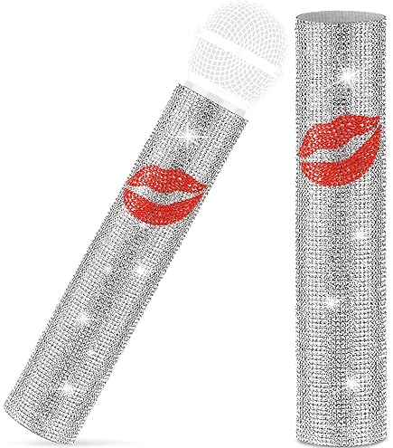 Bling Microphone Sleeve With Rhinestones - Universal Mic Handle Cover For Wired Microphones