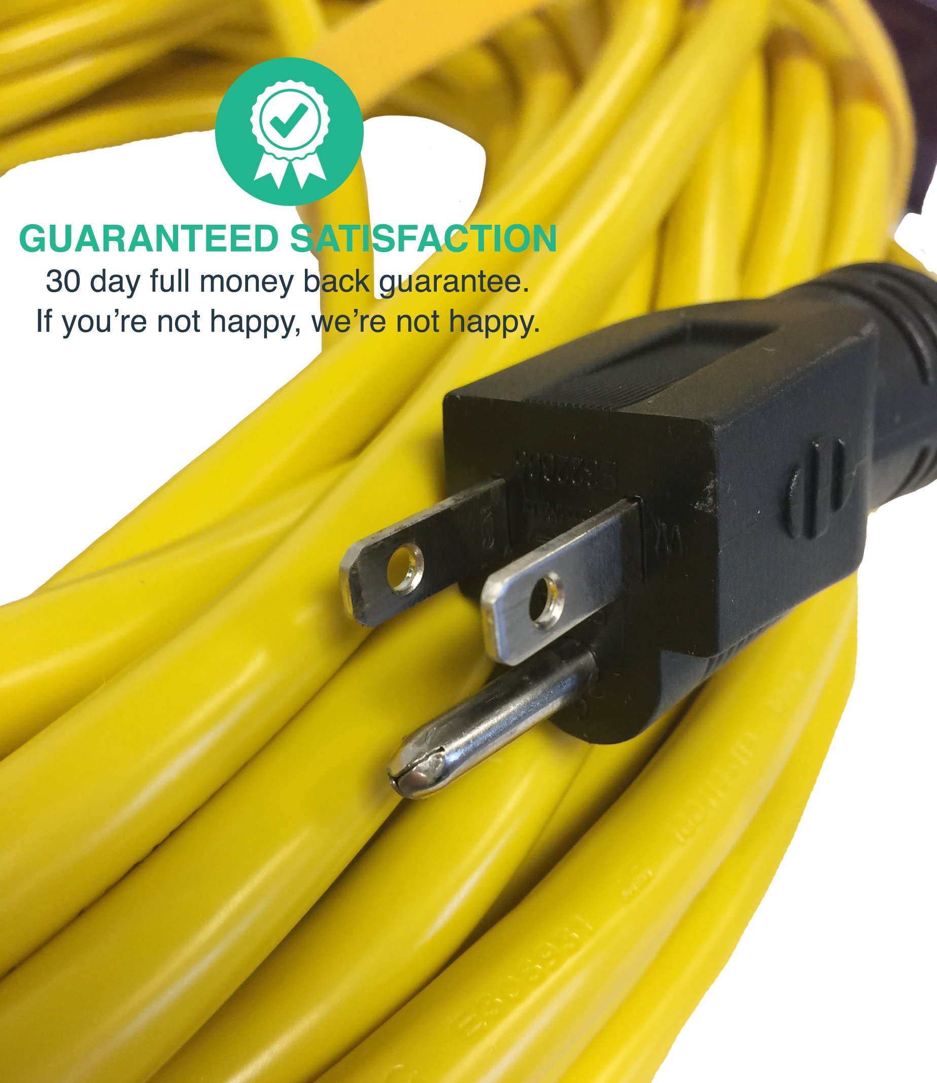 Durable 100 ft. Extension Cord 12/3 300V SJT; Heavy Duty Flexible for