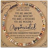 Gleamsail Energy Encourage Gift Bracelet,Inspirational Natural Stone Small Beaded Bracelets -Thinking of You, Get Well Positive Gifts for Mom,Sister,Wife,Husband (Dark)