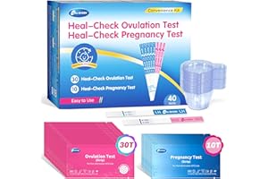 HEAL-CHECK 30 Ovulation and 10 Pregnancy Test Strips with 40 Urine Cups, Fertility Test for Women TTC, Get Pregnant Easier, Easy to Use at Home, Over 99% Accuracy, Individually Wrapped
