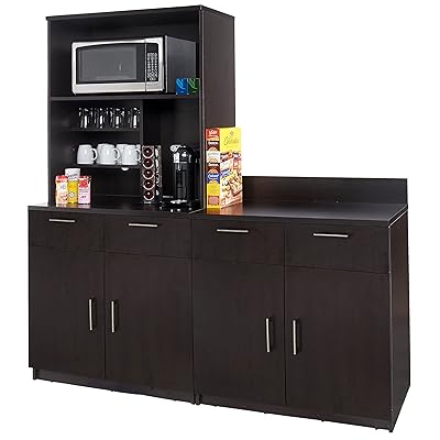 Coffee Kitchen Cabinets Set, Espresso, Factory Assembled, 3 Piece
