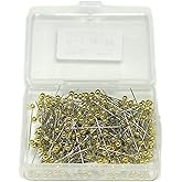 Sewing Pins Pearl Ball Head Pins Straight Pins Quilting Pins for Dressmaker with Box (Gold)