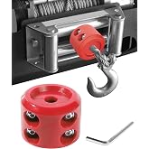 PAIYUE Winch Stopper,Car Accessories Rubber Winch Cable Hook Stopper,Towing Hook Synthetic Rope Winch Accessories,Compatible with Most ATVs,UTVs, SUVs,Trucks,Jeeps,Trailers (Red)