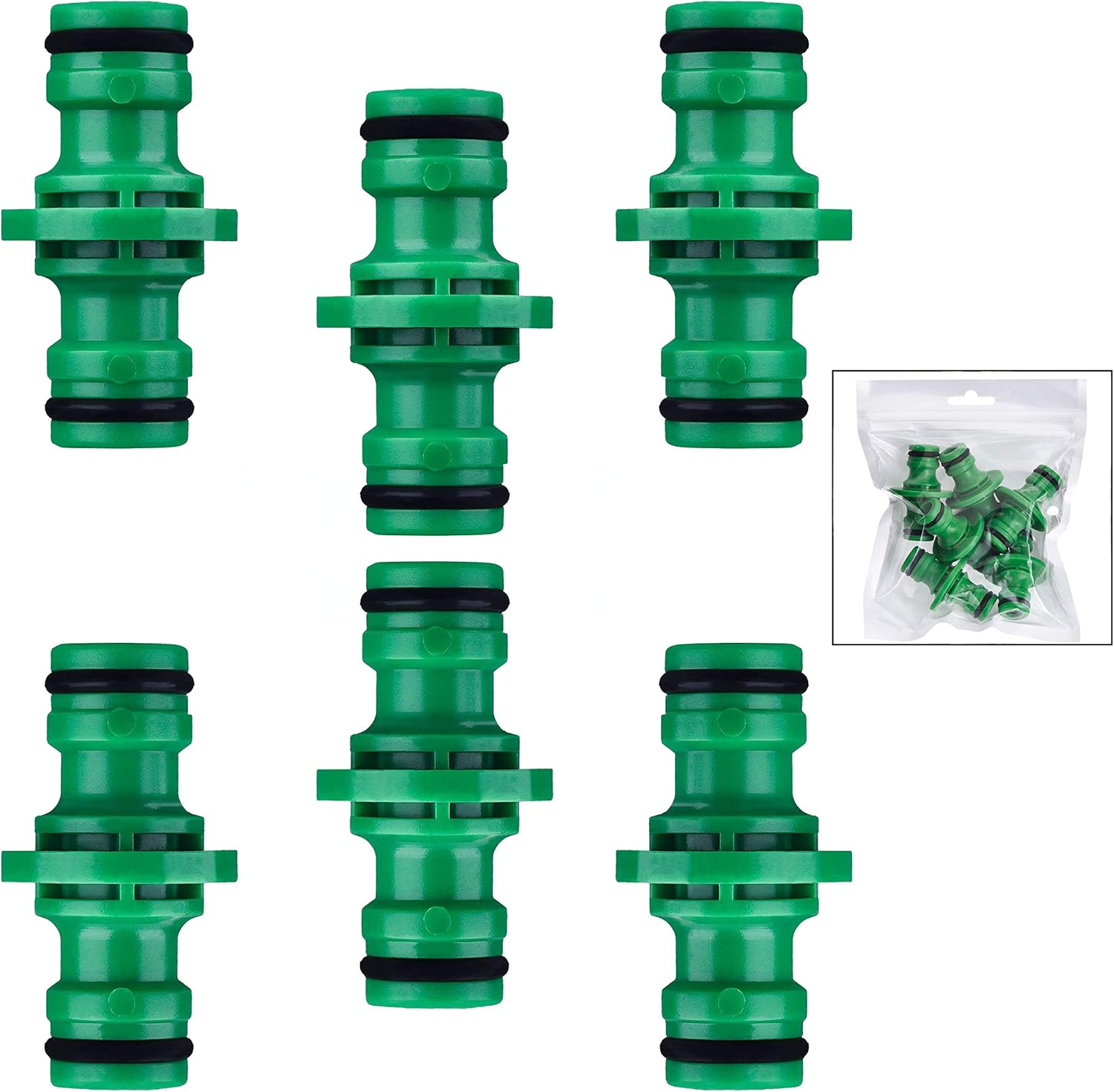 iwobi 6 Pack Double Male Hose Quick Connector Extender for Join Garden