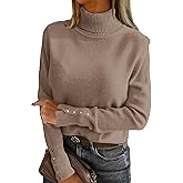 ANRABESS Turtleneck Sweaters for Women Long Sleeve Dressy Casual Soft Knitted Button Pullover Tops 2025 Fall Winter Clothes